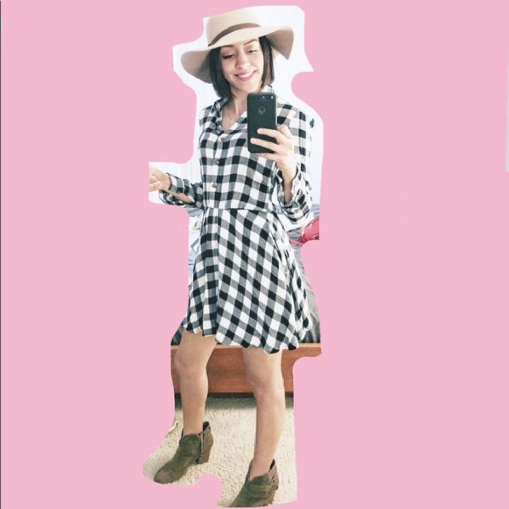 Mimi Chica Long Sleeve Plaid Skater Dress